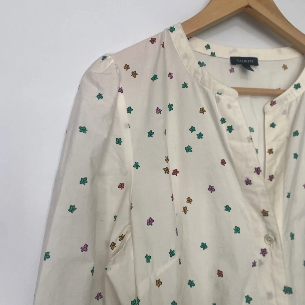 Talbots 12 Poplin Blissful Floral Shirtdress - Picture 7 of 12